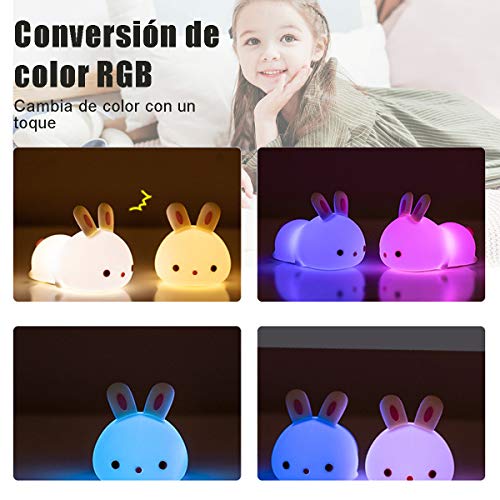 YingStar Luz Nocturna Infantil Habitación Lámpara Quitamiedos Portátil Regalos para San Valentin Mujer Lámpara Infantil LED USB Recargable Brillos Ajustables Colores RGB con Mando Luz para Bebe