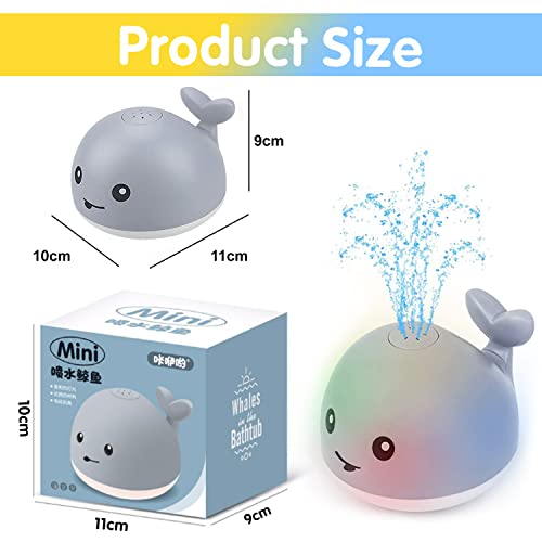 YISKY Juguete de Baño de Ballena, Juguetes de Baño para Bebé, Juguetes de Baño Flotantes, Rociador de Ballenas con Luces, Diversión de Baño para Niños, Regalos para Niños y Niñas (Gris) (A)