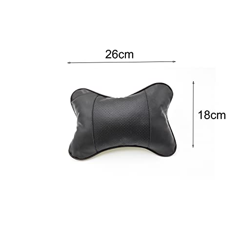 YUEMING 2 Piezas Almohada Cuello del Coche, Cuero PU Suave Transpirable Almohada Cervical Coche, Viaje Asiento de Coche Cojín para Apoyo del Cuello del Reposacabezas (Negro1)