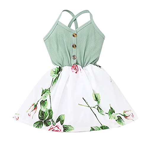 YWLINK Vestidos para NiñA Verano Sin Mangas Honda De Empalme con Volantes Vestidos Estampado De Girasol Preciosa Falda Fresca Y Barata Ropa Bebe Dulce Flor Vestidos Fiesta 1-6 AñOs