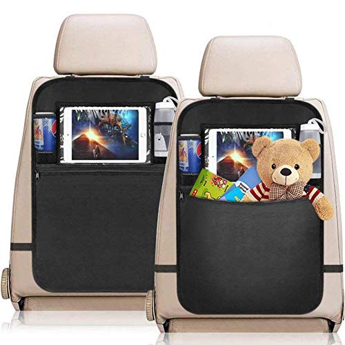 YZCX 2 Piezas Organizadores para Asientos de Coches Organizadores para Coche Universal Multi-Bolsillo Organizadores para Coche Niños con sostenedor de tablet-bolsillo de pantalla tácti (Negro 1)