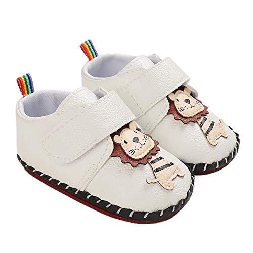 Zapatos Bebe Niña Niño, Zapatillas Bebe Primeros Pasos Animal de Dibujos Lindo Zapato de Cuero PU Zapatos de Casa Diarios Ligero Antideslizante Zapatos Recien Nacido 12-18M