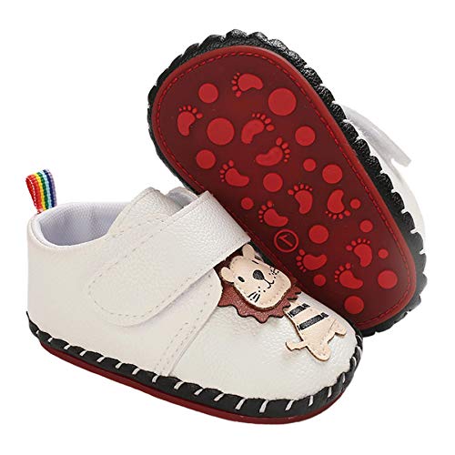 Zapatos Bebe Niña Niño, Zapatillas Bebe Primeros Pasos Animal de Dibujos Lindo Zapato de Cuero PU Zapatos de Casa Diarios Ligero Antideslizante Zapatos Recien Nacido 12-18M