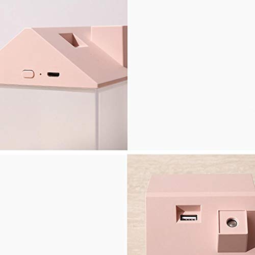 1 humidificador USB para casa pequeña, 250 ml, humidificador de vapor frío con humidificador de tanque de agua, se puede utilizar en el dormitorio, cuarto de bebé, sala de estar rosa