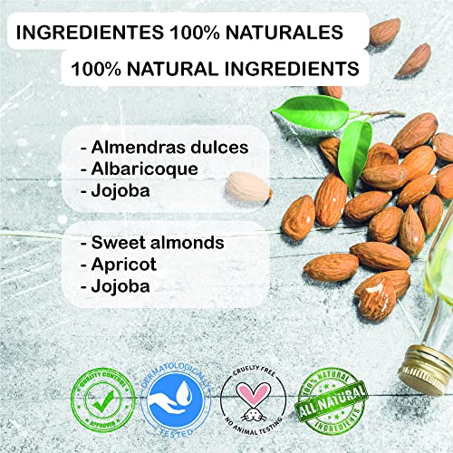 100 ml - Aceite corporal 100% natural y ecológico para bebés y niños. aceite almendras dulces, aceite de albaricoque y aceite jojoba - Hidrata y suaviza la piel.