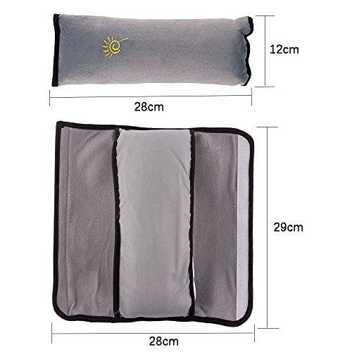 2 Piezas Almohadilla Cinturon Seguridad para Niños,28cm*12cm Cinturón de Seguridad para Niños Coche,Almohada para Niños,para Bebés,Cinturón de Seguridad,Coche(Rosa + Gris)