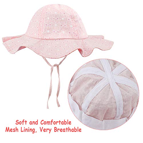 2 Piezas Sombrero de Sol para Niños Bebés, Ajustable Sombrero Protección Solar UPF 50 para Bebés, Sombrero de Protección Solar con Borde Ancho (12-36 Meses)