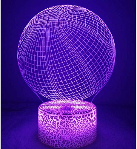 3D Ilusión Optica Baloncesto Luz Nocturna 7 Colores Cambio de Botón Táctil USB de Suministro de Energía LED Lámpara de Mesa Lámpara