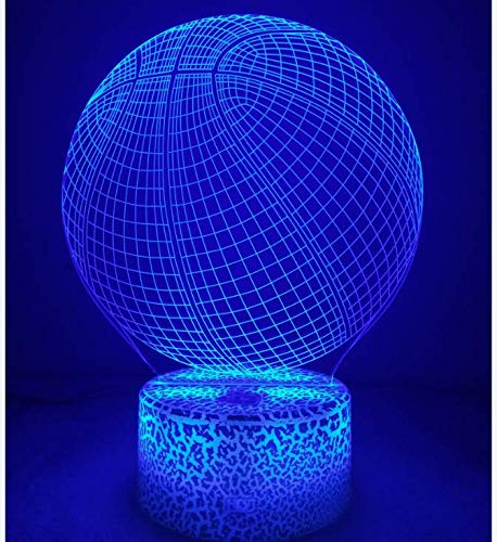 3D Ilusión Optica Baloncesto Luz Nocturna 7 Colores Cambio de Botón Táctil USB de Suministro de Energía LED Lámpara de Mesa Lámpara