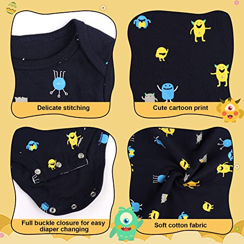 5 Piezas Bebé Body Mono de Manga Corta Mameluco Algodón Recién Nacido Pijama Bebés Juegos de Regalo, 12-18 Meses