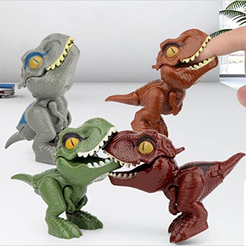 ACEHE Dedos Dinosaurios Anime Figuras de acción Juguetes Divertidos Dino Huevos Creativos Tricky Tyrannosaurus Modelo Remolque Juguete * Verde