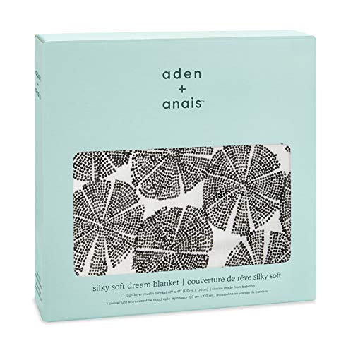 Aden + Anais – Manta de sueño, 100% Viscosa de bambú, Suave y cómoda, Apta para los recién Nacidos, para niñas y niños, Negro y Blanco, 120 x 120 cm