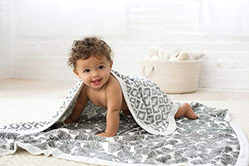 Aden + Anais – Manta de sueño, 100% Viscosa de bambú, Suave y cómoda, Apta para los recién Nacidos, para niñas y niños, Negro y Blanco, 120 x 120 cm