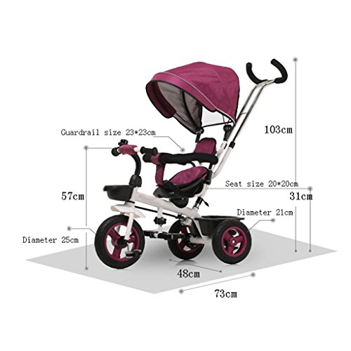 AILI -Sillas de paseo 4 en 1 Triciclo fácil para niños Trike Triciclo con 3 Ruedas para niños con Asiento Giratorio y toldo para Padres (Color : D)