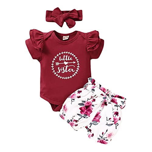 Aisprts Conjunto de Ropa de Bebé Niñas Recién Nacidas Cómodo Mameluco de Manga Larga+Cintura Elástica de Impresión Pantalones + Diadema para Niñas Infantiles Autunm Trajes de Invierno 3-24 Meses