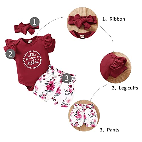 Aisprts Conjunto de Ropa de Bebé Niñas Recién Nacidas Cómodo Mameluco de Manga Larga+Cintura Elástica de Impresión Pantalones + Diadema para Niñas Infantiles Autunm Trajes de Invierno 3-24 Meses