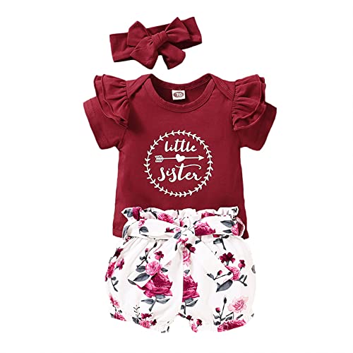 Aisprts Conjunto de Ropa de Bebé Niñas Recién Nacidas Cómodo Mameluco de Manga Larga+Cintura Elástica de Impresión Pantalones + Diadema para Niñas Infantiles Autunm Trajes de Invierno 3-24 Meses