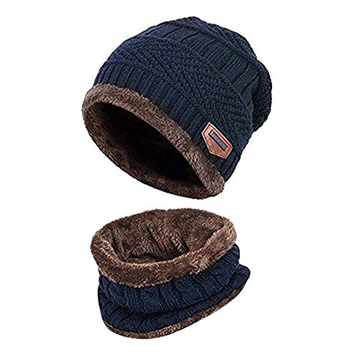 Aisprts Niños Invierno Gorro y Bufanda Gorro de Punto Cálido y Bufanda Circular con Forro de Lana para Niños Niñas