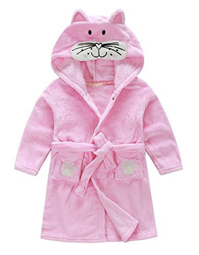 Albornoz Niña Camisones Disfraz de Peluche Animales Ropa De Dormir con Capucha Baño Costume Halloween Carnaval Pijamas Batas para bebé Chicas Chicos niños