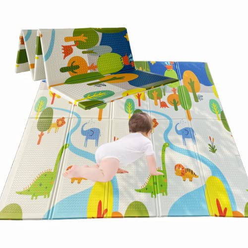 Alfombra de Juegos play mat playmat baby Reversible Colchoneta Infantil Plegable.Alfombra de Juegos de XPE, Colchoneta de Juegos Plegable, Alfombra de Doble Cara(dibujos animados de dinosaurios)