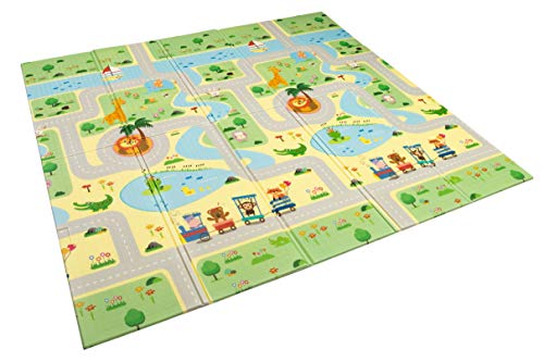 Alfombra infantil plegable Suelo para bebes acolchado resistente 2 caras 180 cm x 200 cm (Modelo 1)