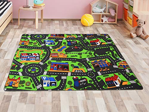 Alfombra Infatil CIUDAD 200cm x 300cm, Alfombra Coches Circuito | Alfombra Carretera Infantil de Juegos