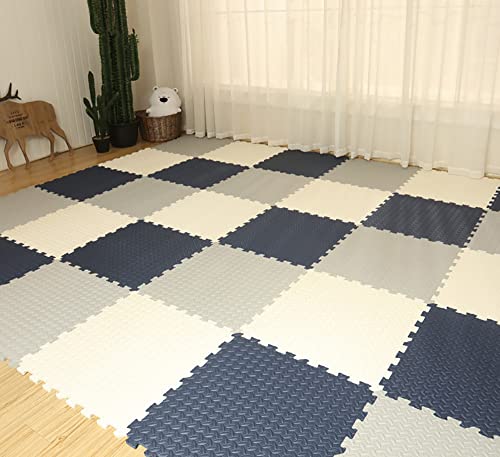 Alfombra Puzzle para Niños Bebe Azulejos Enclavamiento Infantil Suelo de Goma EVA Suave Rosado Gris Azul Esteras de 12 * 12 * 0.5 Pulgada