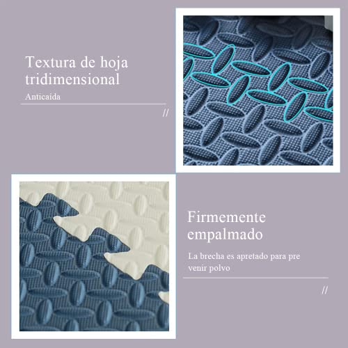 Alfombra Puzzle para Niños Bebe Azulejos Enclavamiento Infantil Suelo de Goma EVA Suave Rosado Gris Azul Esteras de 12 * 12 * 0.5 Pulgada