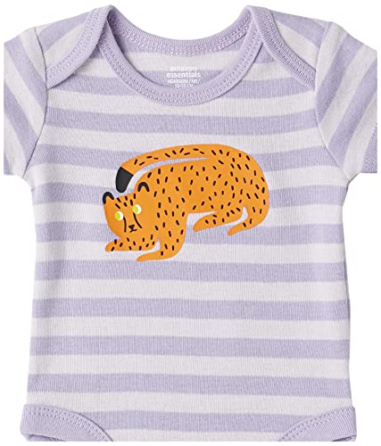 Amazon Essentials Baby Short-Sleeve Bodysuits Body, Lila, Gato, 9 Meses, Pack de 6