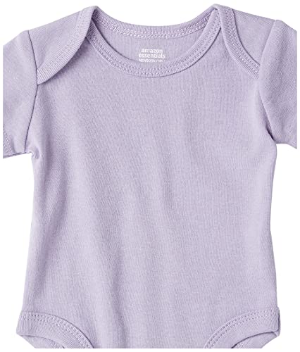 Amazon Essentials Baby Short-Sleeve Bodysuits Body, Lila, Gato, 9 Meses, Pack de 6