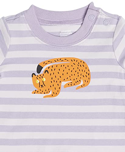 Amazon Essentials Baby Short Sleeve Tees Disfraces para bebés y niños pequeños, Lila, Gato, 6 Meses