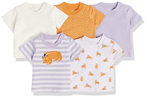 Amazon Essentials Baby Short Sleeve Tees Disfraces para bebés y niños pequeños, Lila, Gato, 6 Meses