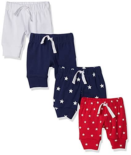 Amazon Essentials – Pantalones con cintura elástica para niño (4 unidades), Azul/Rojo/Blanco, US 3-6M (EU 62-68)