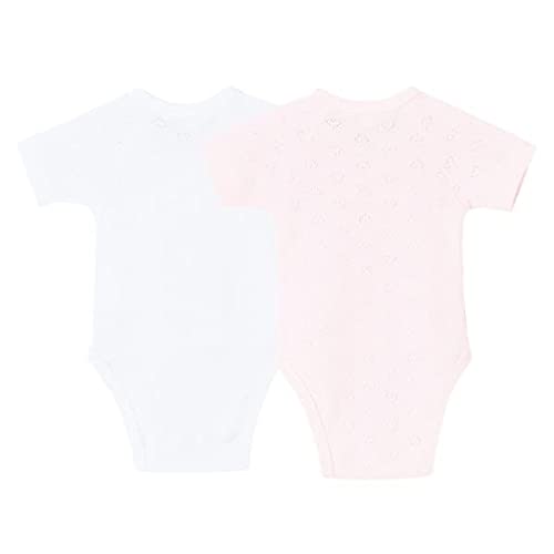 AMOMI Body Bebé Niño Niña Ropa Bebe Body Cruzado Primera Puesta Canastilla Para Recién Nacido Pack de 2 Pcs Colores Lisos para personalizar 0-3 Meses 100% Algodón (Rosa-blanco, 0 Mes)