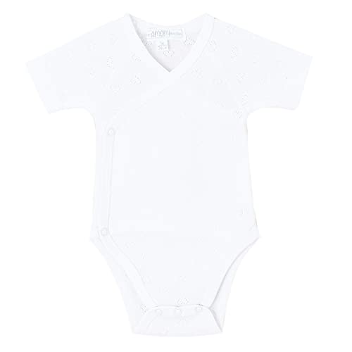 AMOMI Body Bebé Niño Niña Ropa Bebe Body Cruzado Primera Puesta Canastilla Para Recién Nacido Pack de 2 Pcs Colores Lisos para personalizar 0-3 Meses 100% Algodón (Rosa-blanco, 0 Mes)