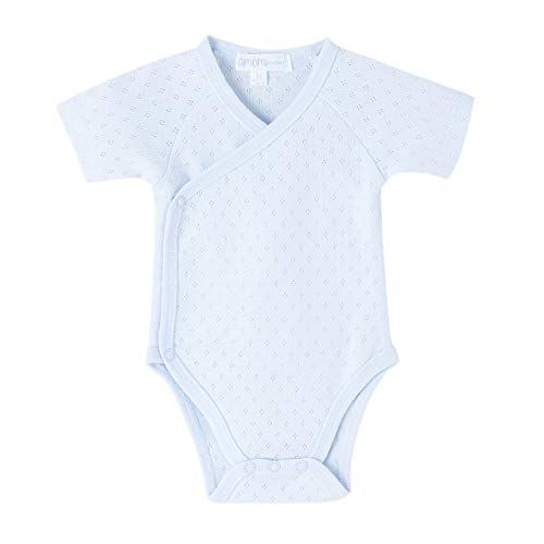 AMOMI Body Bebé Niño Niña Ropa Bebe Body Cruzado Primera Puesta Canastilla Para Recién Nacido Pack de 2 Pcs Colores Lisos para personalizar 0-3 Meses 100% Algodón (Azul-blanco, BBV72030-3 Meses)