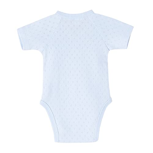 AMOMI Body Bebé Niño Niña Ropa Bebe Body Cruzado Primera Puesta Canastilla Para Recién Nacido Pack de 2 Pcs Colores Lisos para personalizar 0-3 Meses 100% Algodón (Azul-blanco, BBV72030-3 Meses)