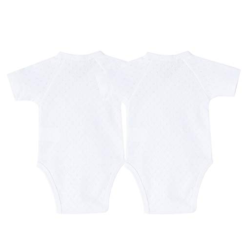 AMOMI Body Bebé Niño Niña Ropa Bebe Body Cruzado Primera Puesta Canastilla Para Recién Nacido Pack de 2 Pcs Colores Lisos para personalizar 0-3 Meses 100% Algodón (Blanco-blanco, 1 Mes)