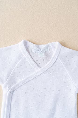 AMOMI Body Bebé Niño Niña Ropa Bebe Body Cruzado Primera Puesta Canastilla Para Recién Nacido Pack de 2 Pcs Colores Lisos para personalizar 0-3 Meses 100% Algodón (Blanco-blanco, 1 Mes)