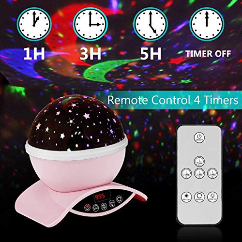 Amouhom Lámpara Proyector Estrellas, Lámpara de Nocturna, Lámpara Proyector Infantil, 360° Rotación Lampara con Temporizador led Pantalla y Control Remoto, 8 Modos, Perfecto Regalo Para Bebés