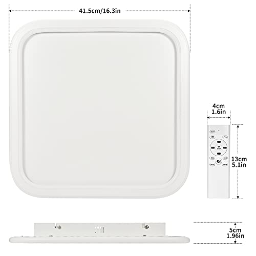 Anten Plafon Led Techo Regulable, 32W Lámpara de Techo Moderna con Mando a Distancia 3000-6500K 3200LM para Salón/ Dormitorio/ Cocina/ Comedor, Cuadrado Ultradelgado Plafón 41,5cm