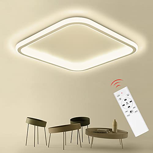 Anten Plafon Led Techo Regulable, 32W Lámpara de Techo Moderna con Mando a Distancia 3000-6500K 3200LM para Salón/ Dormitorio/ Cocina/ Comedor, Cuadrado Ultradelgado Plafón 41,5cm