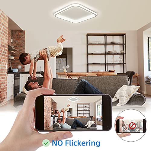 Anten Plafon Led Techo Regulable, 32W Lámpara de Techo Moderna con Mando a Distancia 3000-6500K 3200LM para Salón/ Dormitorio/ Cocina/ Comedor, Cuadrado Ultradelgado Plafón 41,5cm