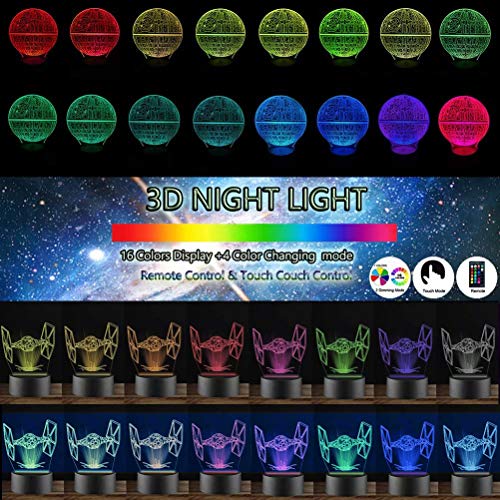 ANVRIL ELF 3D LED Star Wars Night Light, 3D Illusion Lamp Three Pattern and 16 Color Change Decor Lamp with Remote- Best Gifts for Kids and Star Wars Fans