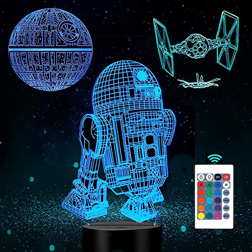 ANVRIL ELF 3D LED Star Wars Night Light, 3D Illusion Lamp Three Pattern and 16 Color Change Decor Lamp with Remote- Best Gifts for Kids and Star Wars Fans