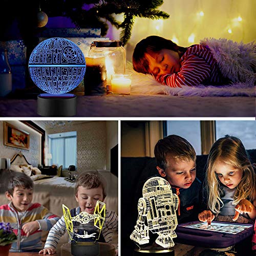 ANVRIL ELF 3D LED Star Wars Night Light, 3D Illusion Lamp Three Pattern and 16 Color Change Decor Lamp with Remote- Best Gifts for Kids and Star Wars Fans