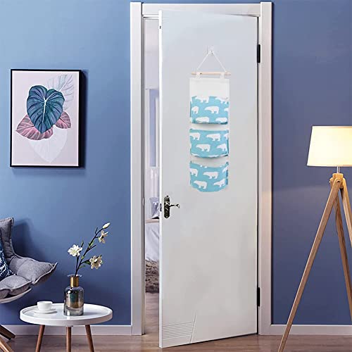 Anyingkai 2pcs Bolsa Colgante Pared,Organizador de Tela para Colgar Baño,Organizador Taquilla,Organizador Colgante Puerta Baño,Bolso Colgante Organizador(Azul y Blanco)