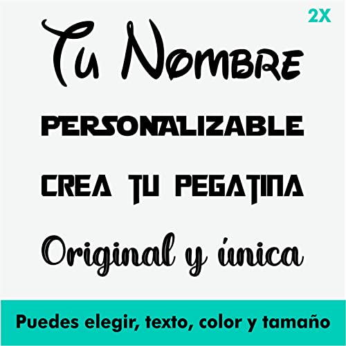 Artstickers 2 Unidades Pegatina con Nombre Personalizado Elija el Nombre, el Color y la Letra Que más le guste Pegatina Texto Personalizado