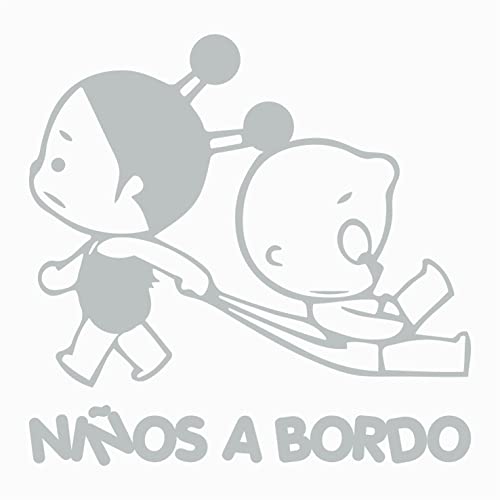 Artstickers Pegatina Bebes a Bordo (16 x 15cm) Pegatina Kids on Board. Adhesivos Calcomanias Stickers para Coche (Plata, NIÑOS A Bordo)