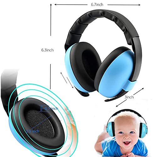 Auriculares para niños con cancelación de ruido y protección auditiva ajustable, orejeras de seguridad, reducción de ruido para 0-3 niños, azul, Talla única